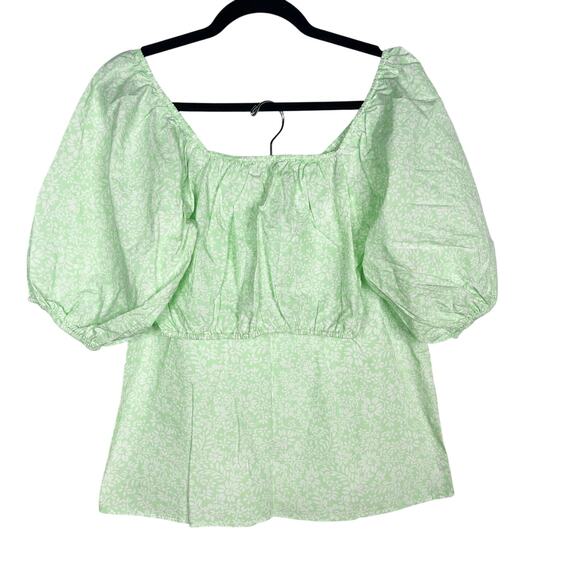 Billabong Green White Medium Tropic Sun Puff Sleeve Crop Top 27 ALine Mini Skirt - Picture 1 of 15